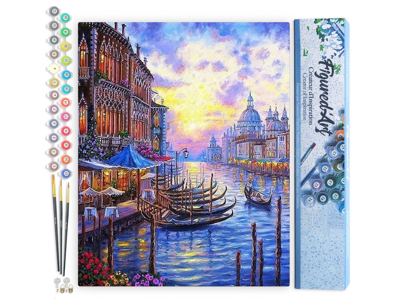 Figured'Art Paint by Numbers Kit for Adults The Grand Canal of Venice 16"x20" - Craft Art Painting DIY Kit Rolled Canvas without frame